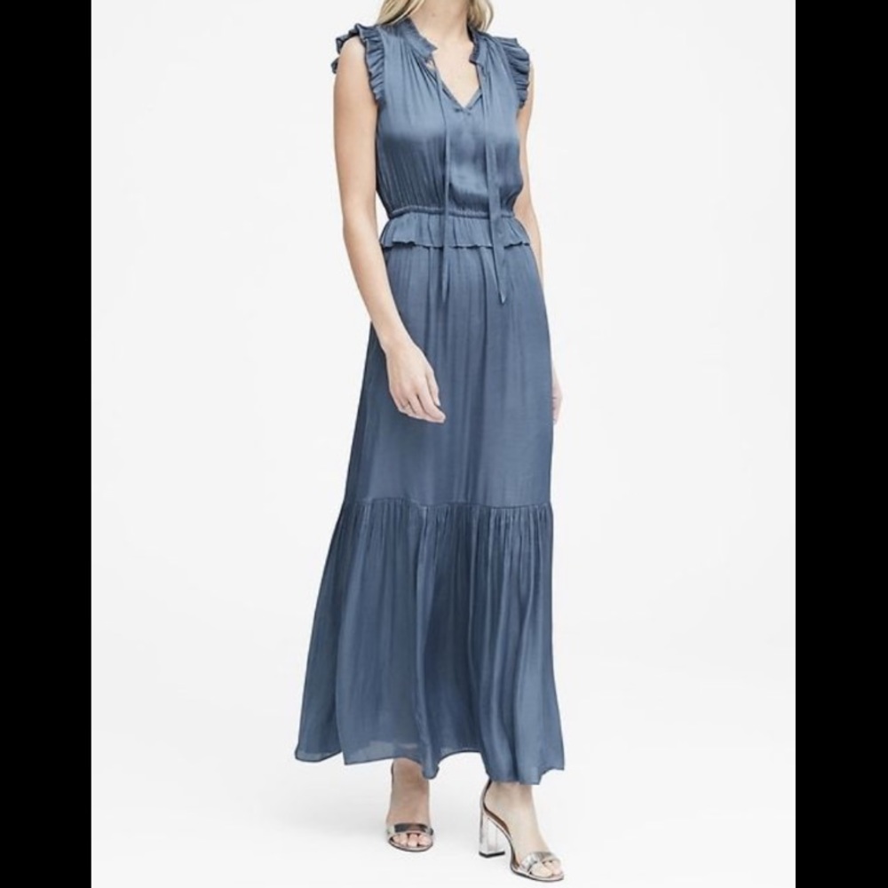 Banana Republic Soft Satin Maxi in Ocean Blue